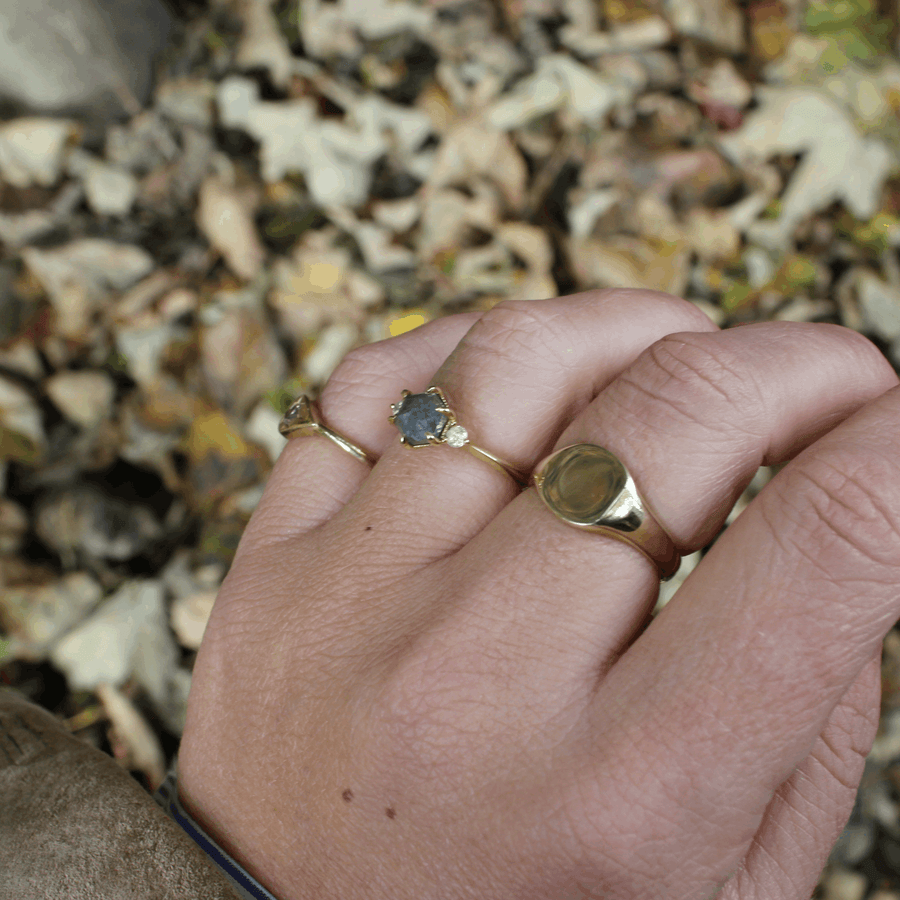 Hexagon Salt And Pepper Diamond Trilogy Ring