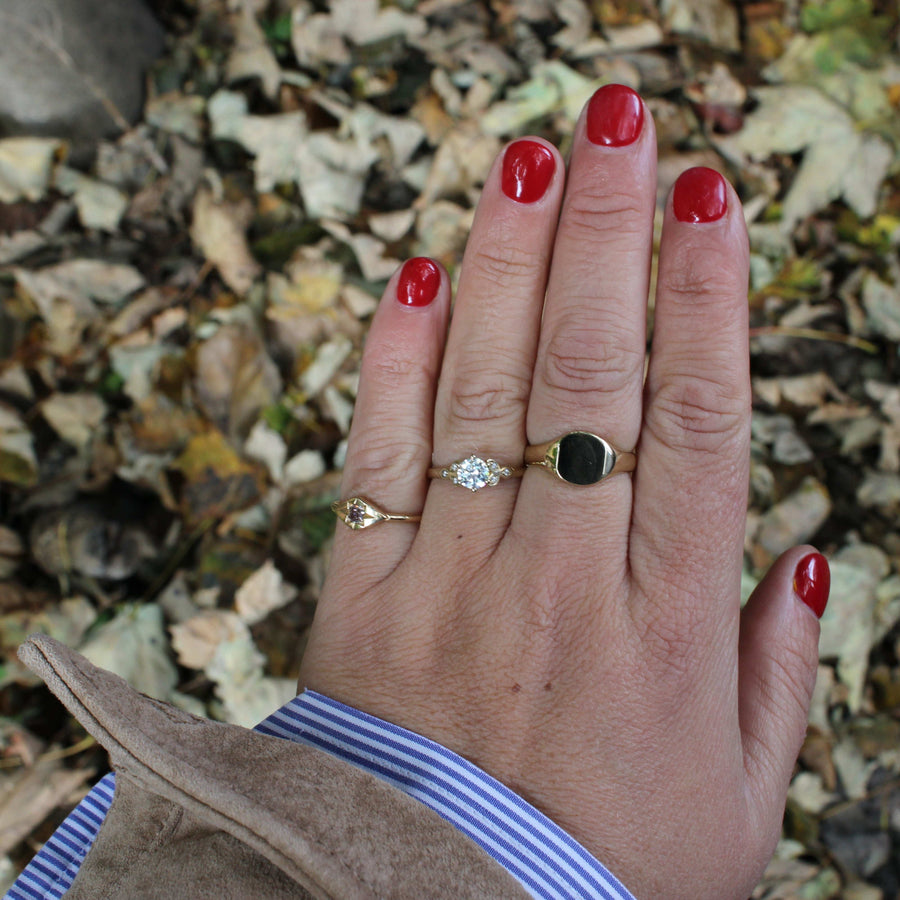 18ct Yellow Gold Solitaire With Blossom Diamonds Engagement Ring