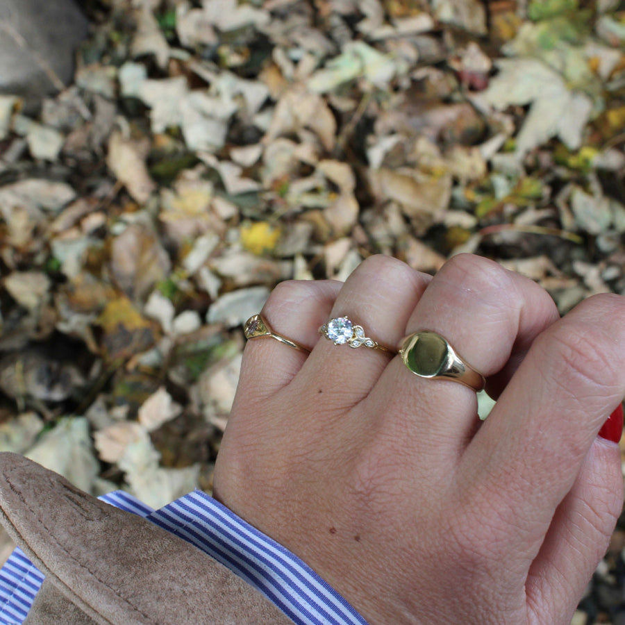 18ct Yellow Gold Solitaire With Blossom Diamonds Engagement Ring