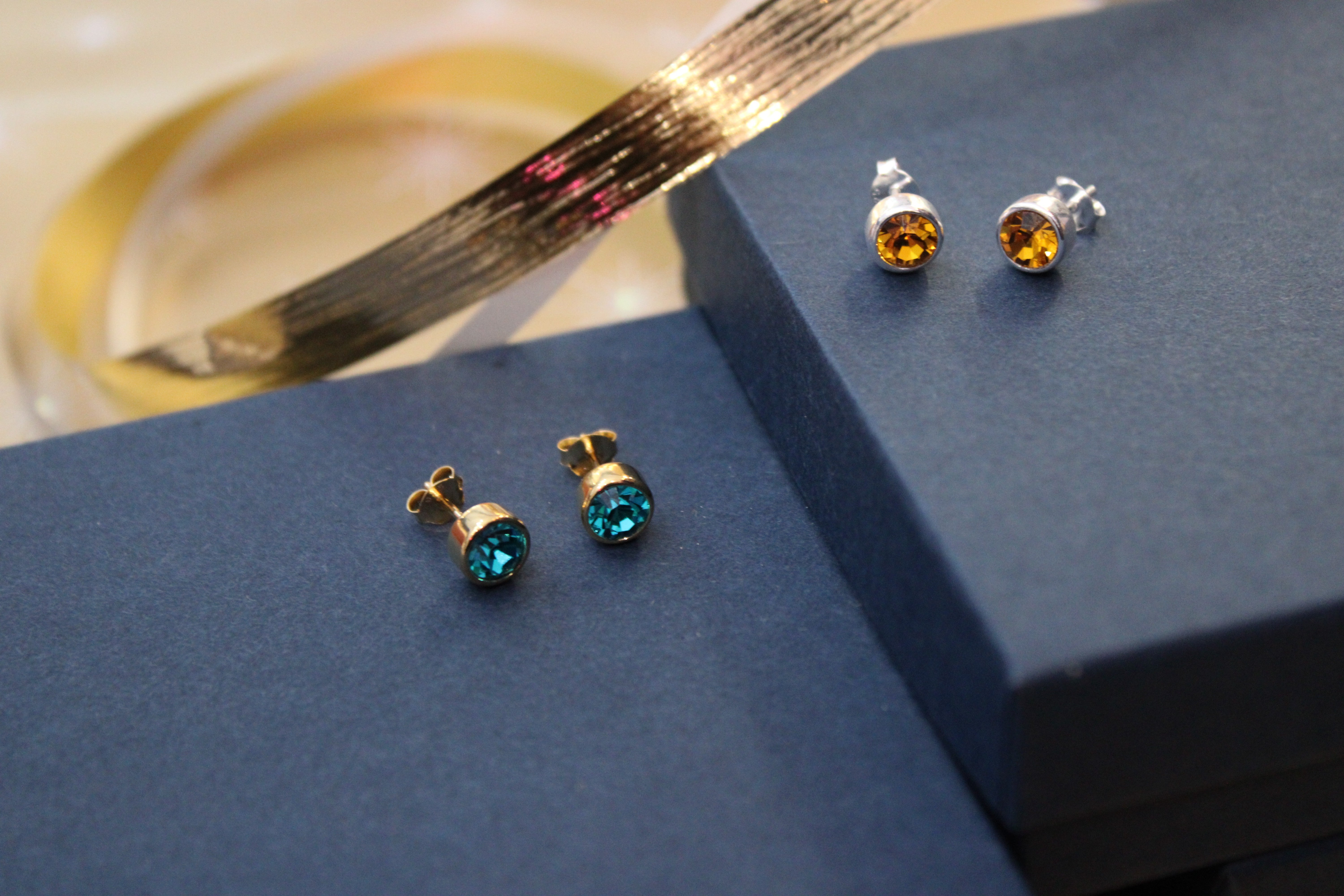 Birthstone Sterling Silver Stud Earrings