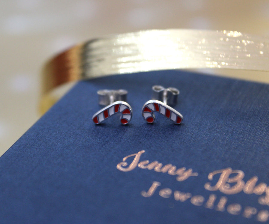 MainlySilver Children's Candy Cane Stud Earrings