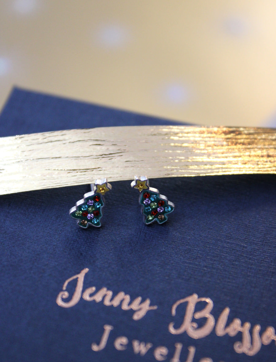 MainlySilver Children's Christmas Tree Stud Earrings