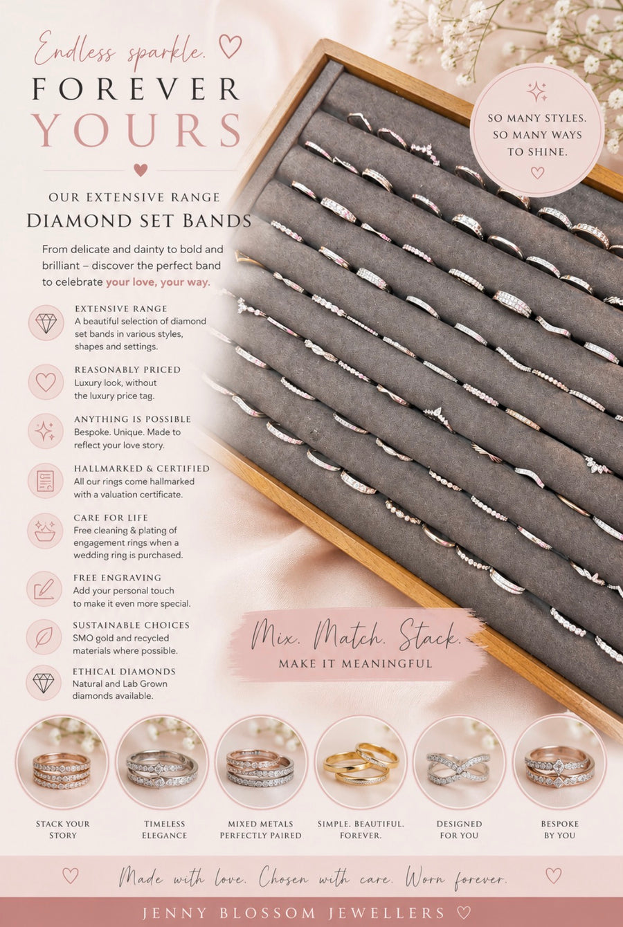 Gold Floral Engraved Diamond Wedding Ring | 3mm Hand-Engraved Band