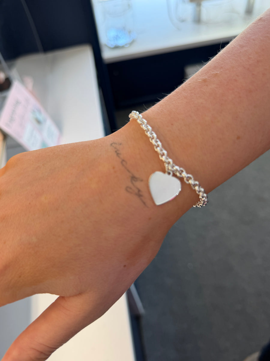 Personalised Sterling Silver Heart Bracelet — Free Double-Sided Engraving + Gift Box