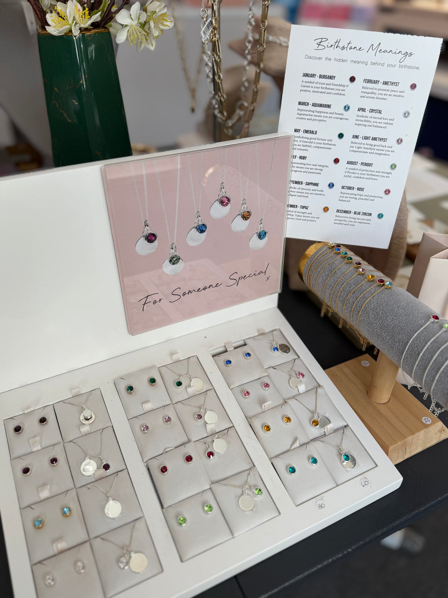 Sterling Silver Birthstone Charm Disc Necklace - Free Engraving And Won't Tarnish