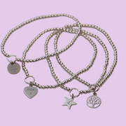 Stretchy Ball Bracelets With Personalised Charm