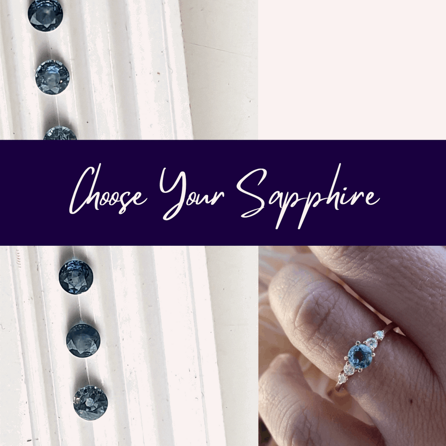 Montana Sapphire And Lab Diamond Engagement Ring