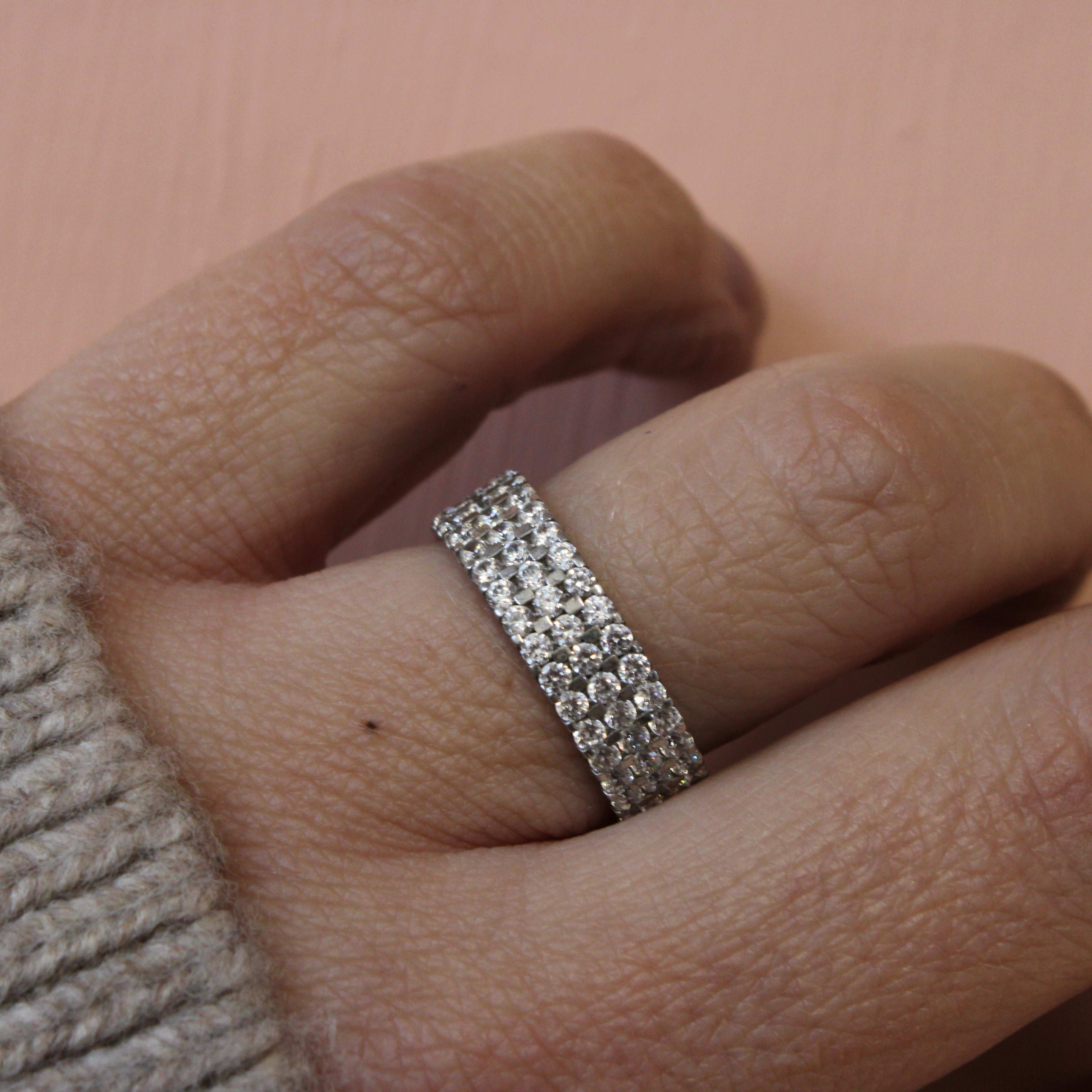 Triple Row Diamond Eternity Dress Ring