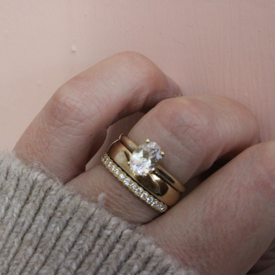 Broad 4mm ladies Yellow Gold Court Wedding Ring