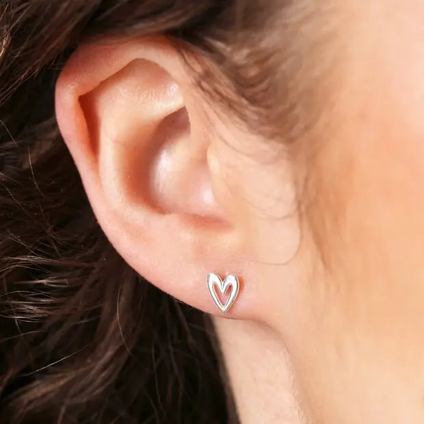 Lisa Angel Sterling Silver Heart Outline Stud Earrings