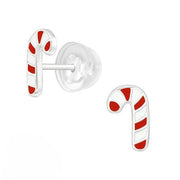 MainlySilver Children's Candy Cane Stud Earrings