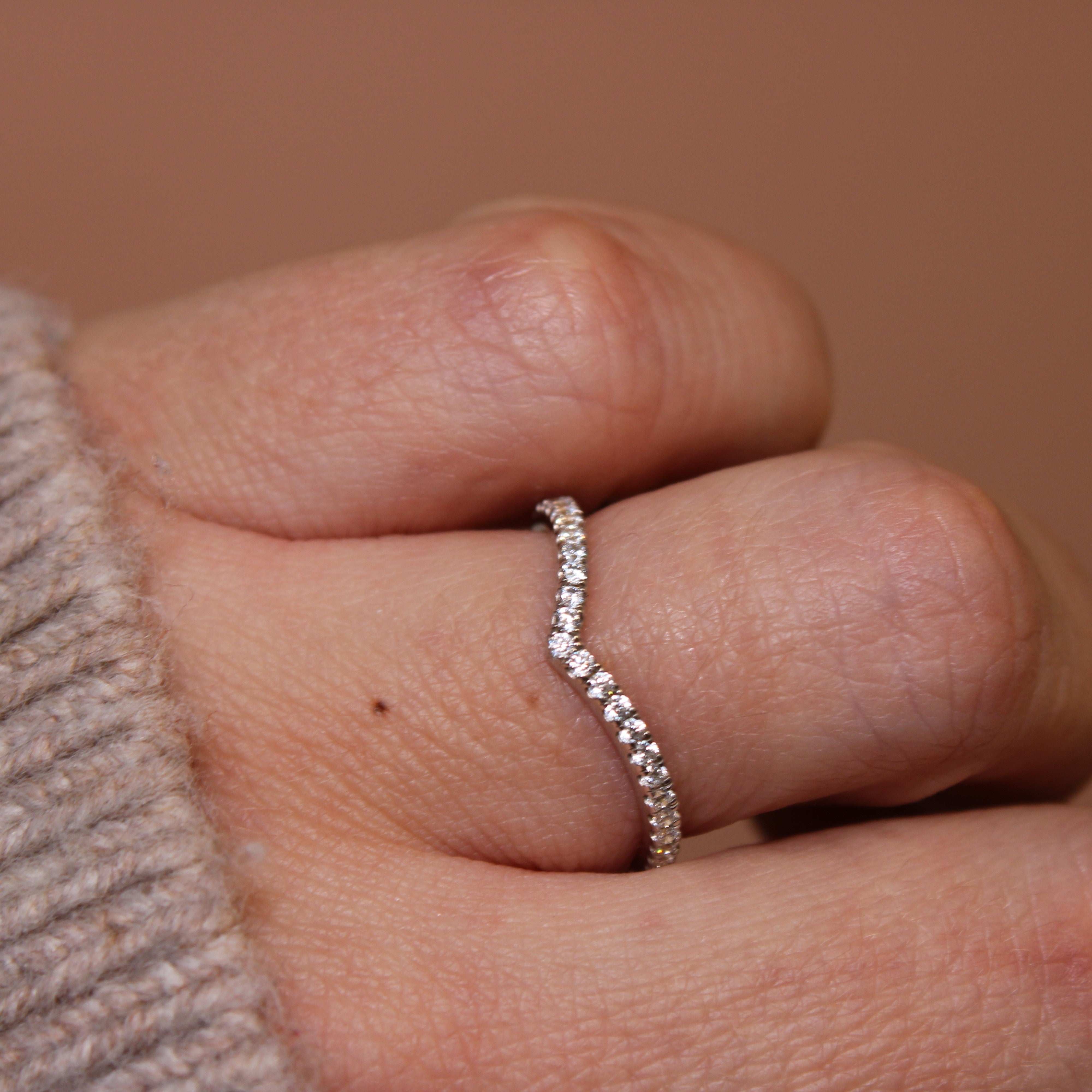 Diamond Chevron Shaped Wedding Eternity  Band