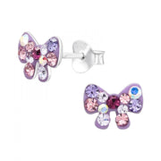 Children's Lilac Sparkle Bow Stud Earrings
