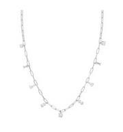 Dainty Cz shape charm necklace on paperlink chain