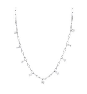 Dainty Cz shape charm necklace on paperlink chain