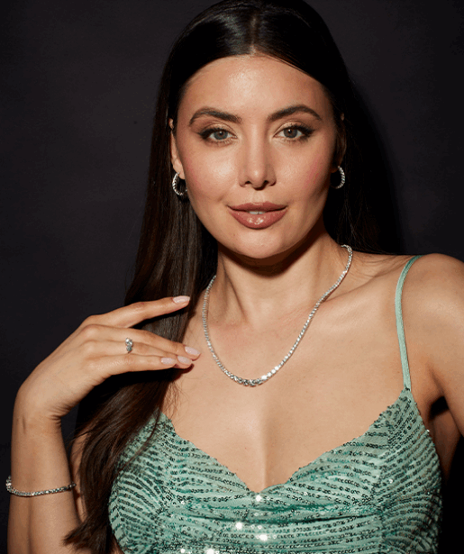 Diamonfire Graduated Zirconia Tennis Necklace