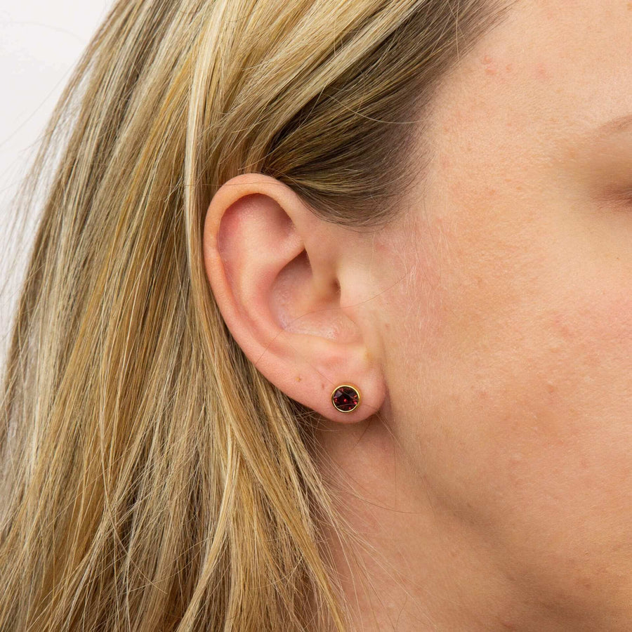 Birthstone Gold Plated Silver Stud Earrings