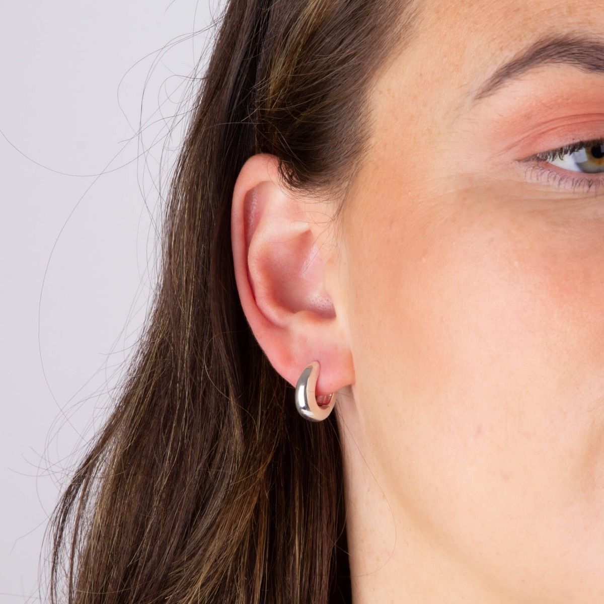 Rounded Huggie Hoop Earrings