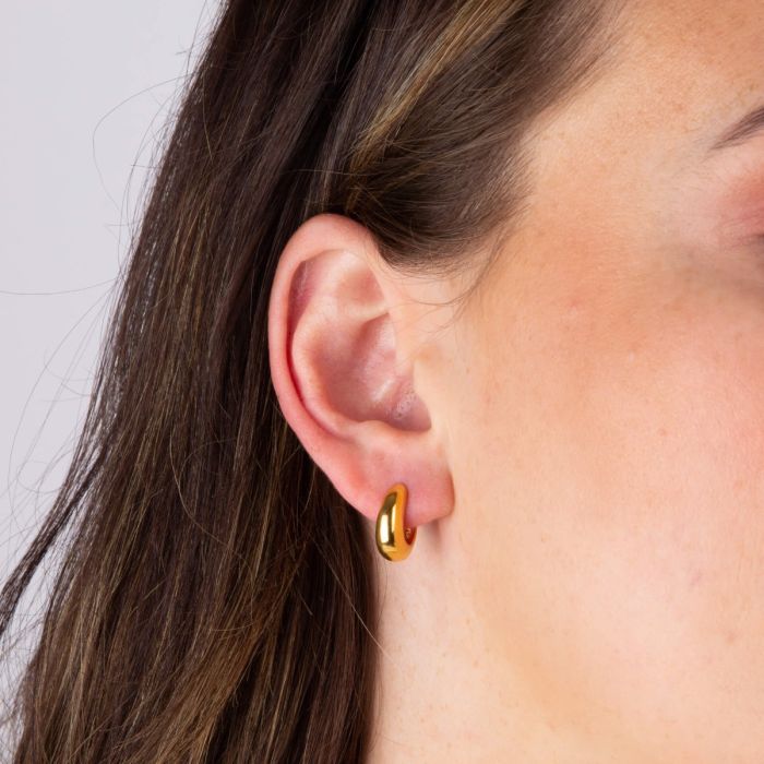 Gold Plated Rounded Huggie Hoop Earrings