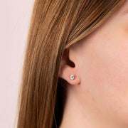 Silver Solitaire Stud Earrings