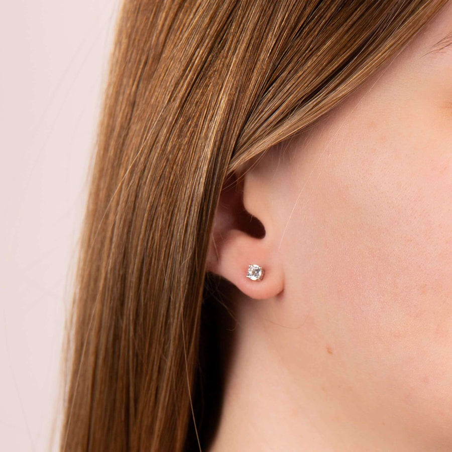 Silver Solitaire Stud Earrings