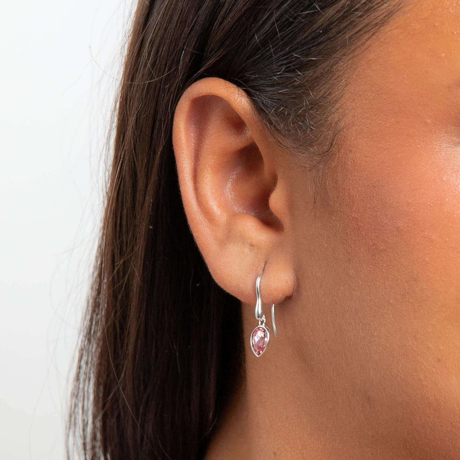 Light Rose Pear Shape Crystal Drop Earrings