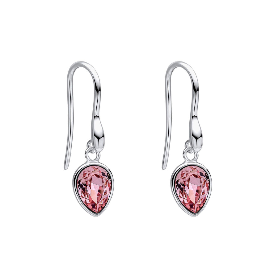 Light Rose Pear Shape Crystal Drop Earrings