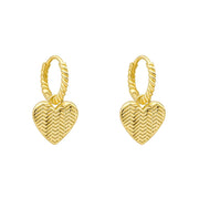 Laura Ashley Picnic Basket Weave Heart Hoop Earrings