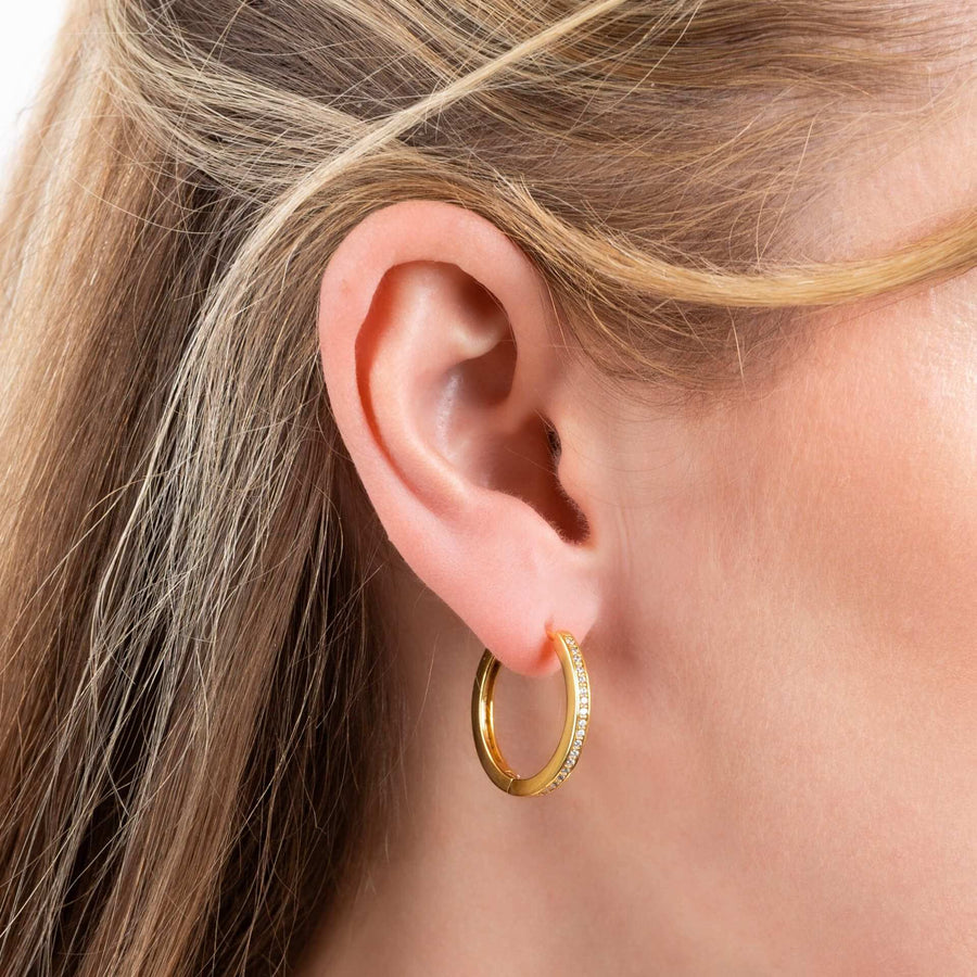 Gold Plated Diamonfire Classic Creole Zirconia Hoop Earrings