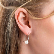 Diamonfire Shell Pearl and Zirconia Hook Earrings