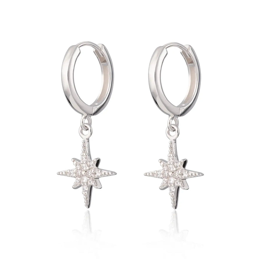 Scream Pretty Silver Starburst Hoop Earrings