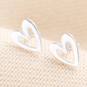 Lisa Angel Sterling Silver Heart Outline Stud Earrings