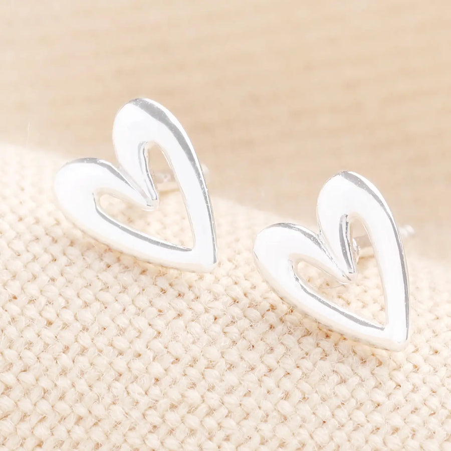 Lisa Angel Sterling Silver Heart Outline Stud Earrings