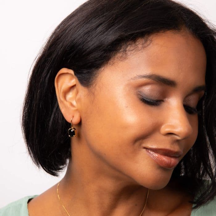Fiorelli Octagonal Drop Earrings With Jet Crystal