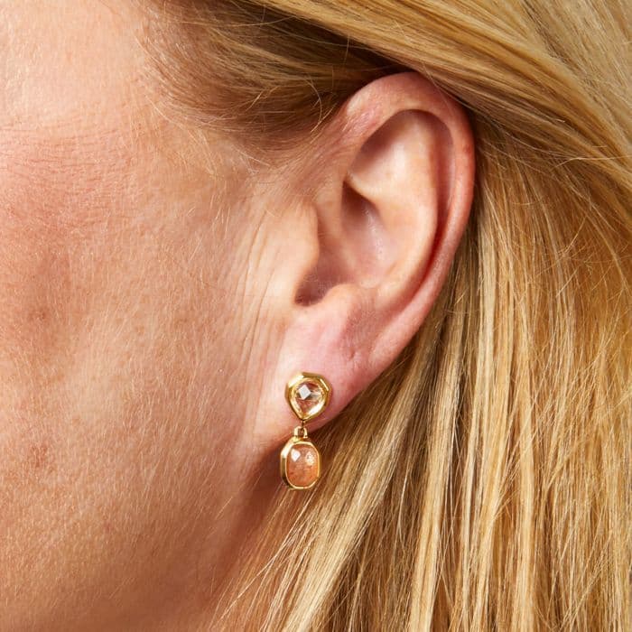 Fiorelli Sunstone And Quartz Drop Earrings