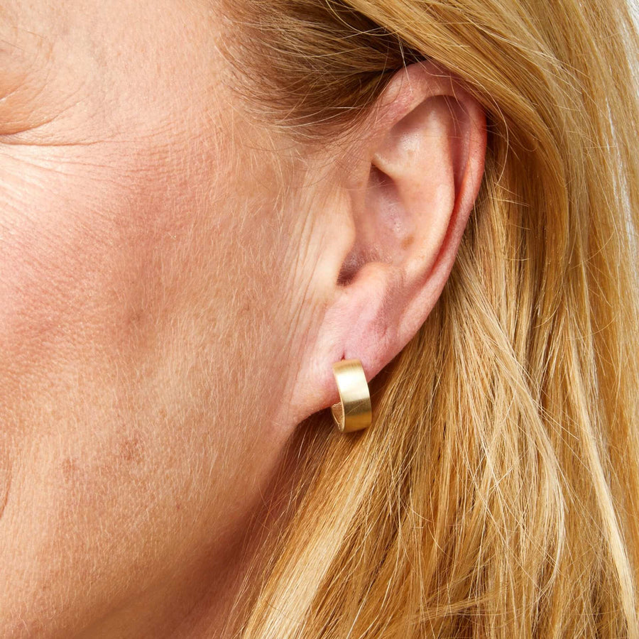 Brushed Chunky Hoop Earrings In 9ct Gold