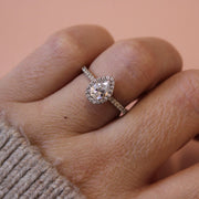 Platinum And Pear Cut Diamond Halo Engagement Ring