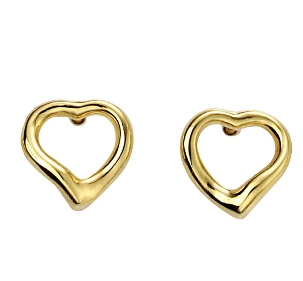 Sterling Silver Open Heart Stud Earrings