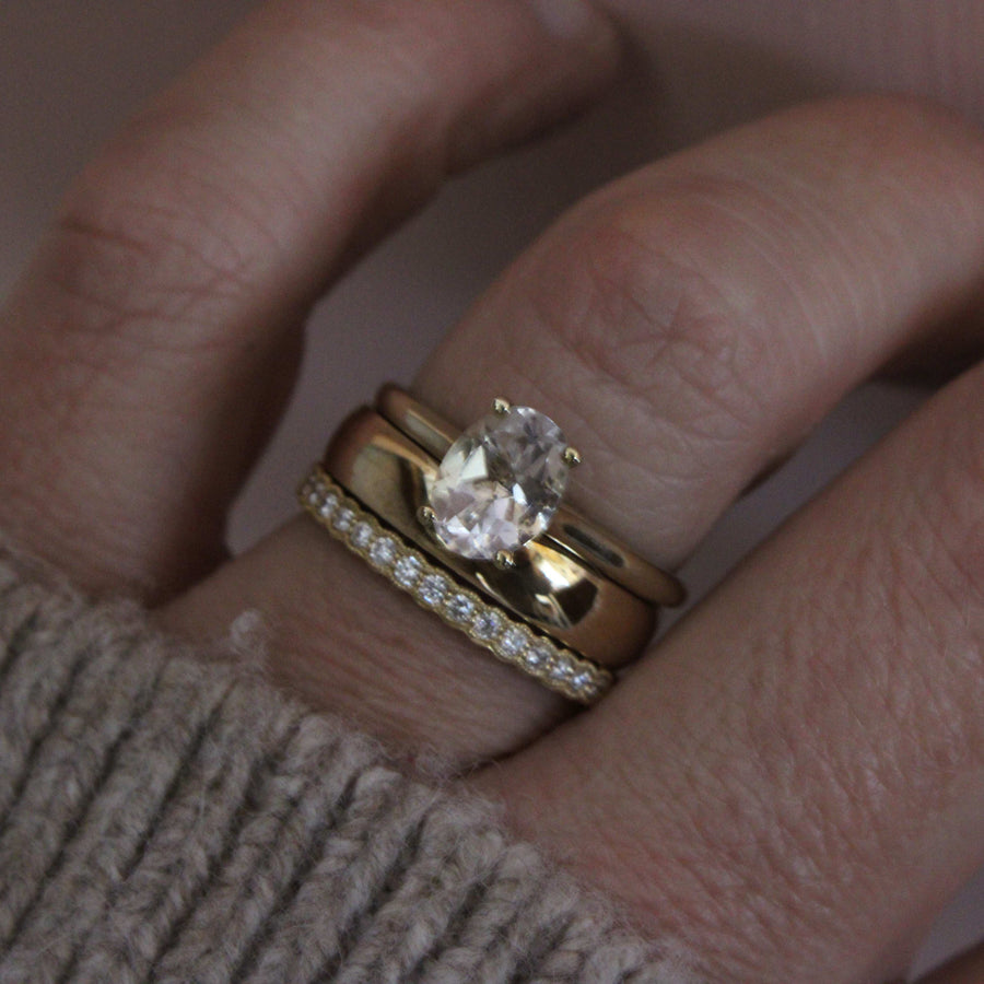 Broad 4mm ladies Yellow Gold Court Wedding Ring