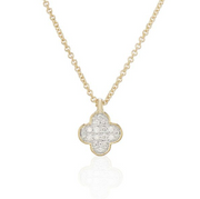 Lucky clover 9ct gold and diamond tiny necklace