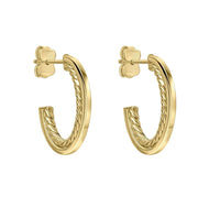 9ct Gold Rope Twist Open Hoop Earrings