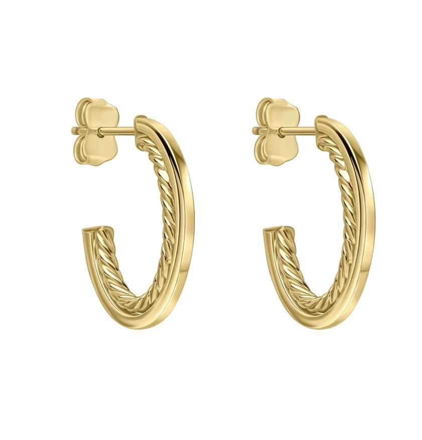 9ct Gold Rope Twist Open Hoop Earrings