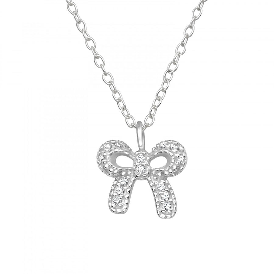 Dainty Silver Bow Necklace