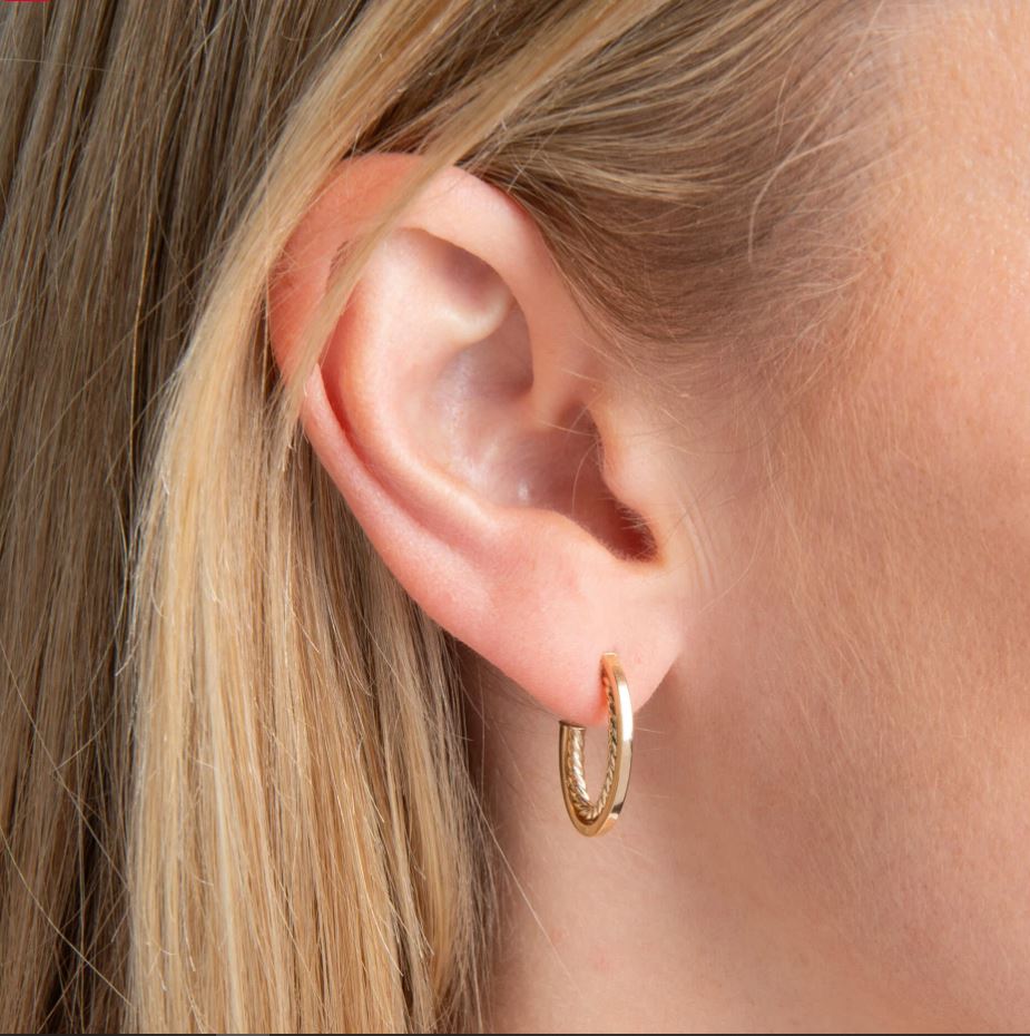 9ct Gold Rope Twist Open Hoop Earrings