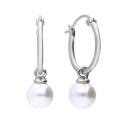 Silver Assembled Hoop Earrings with Shell Pearl