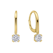 Yellow Gold Plated Double Claw Solitaire French Hook Earrings