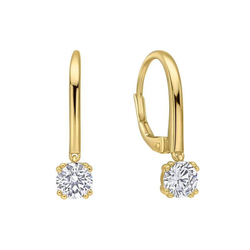 Yellow Gold Plated Double Claw Solitaire French Hook Earrings