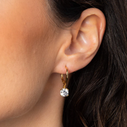 Yellow Gold Plated Double Claw Solitaire French Hook Earrings