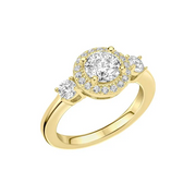 Yellow Gold Plated Halo Trilogy Ring