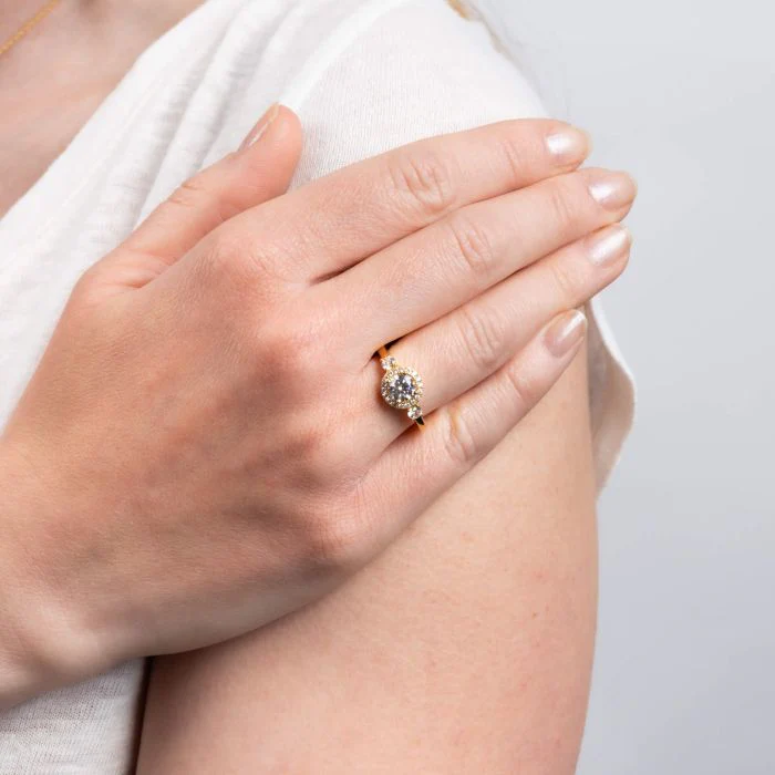Yellow Gold Plated Halo Trilogy Ring